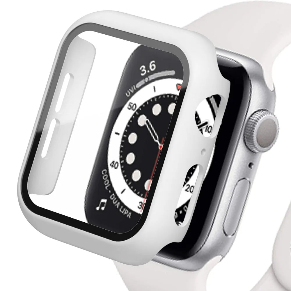 Tempered Glass+cover For Apple Watch Accessories 45mm 41mm 44mm 40mm 42mm Screen Protector Apple watch Case serie 9 4 5 6 SE 7 8