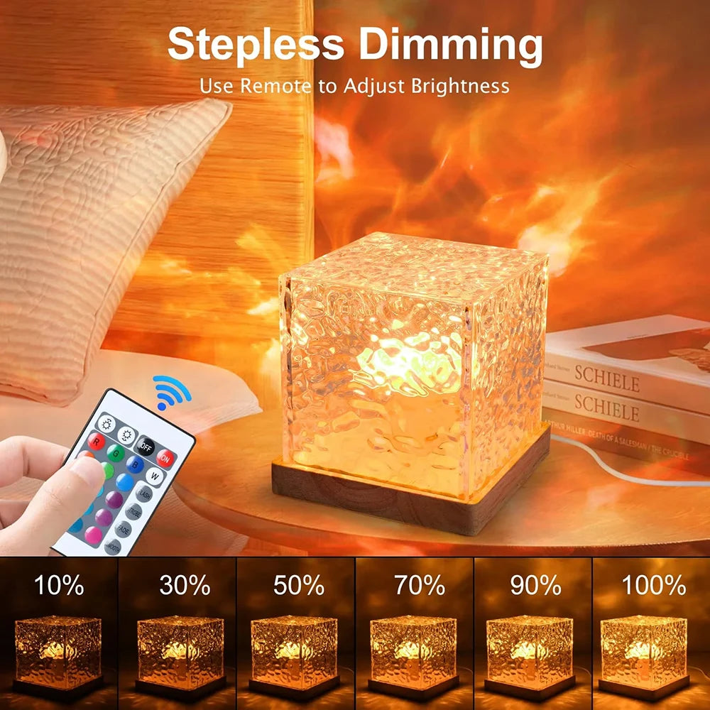 New RGB 16 Colors Night Light Remote Ocean Wave Projection Lamp Aurora Projector Lights Home Decor Rechargeable Table Nightlight