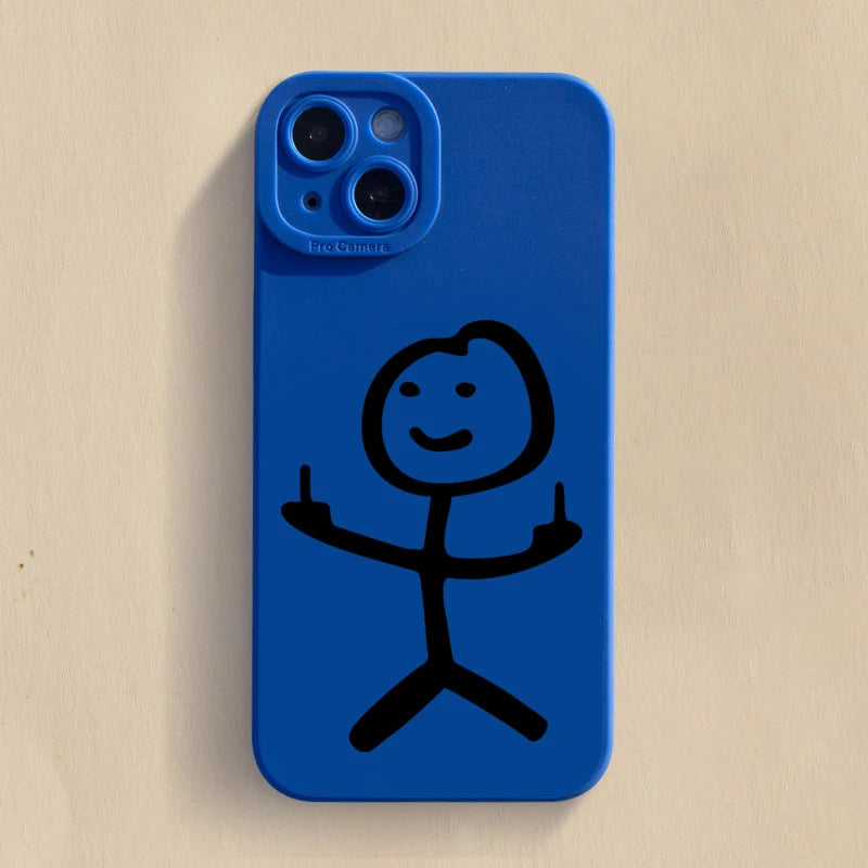 Cute Cartoon Matchman Matte Silicone Phone Case For iPhone 16 11 12 13 14 15 17 Pro Max XR XS X 7 8 Plus SE2 16E Soft Back Cover