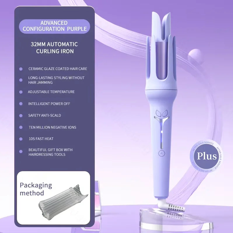 Automatic Curling Iron 32 mm Big Roll Anion  Ceramic Hair Curler 4-Speed Adjustable  Fast Heating Fashion Styling Tools