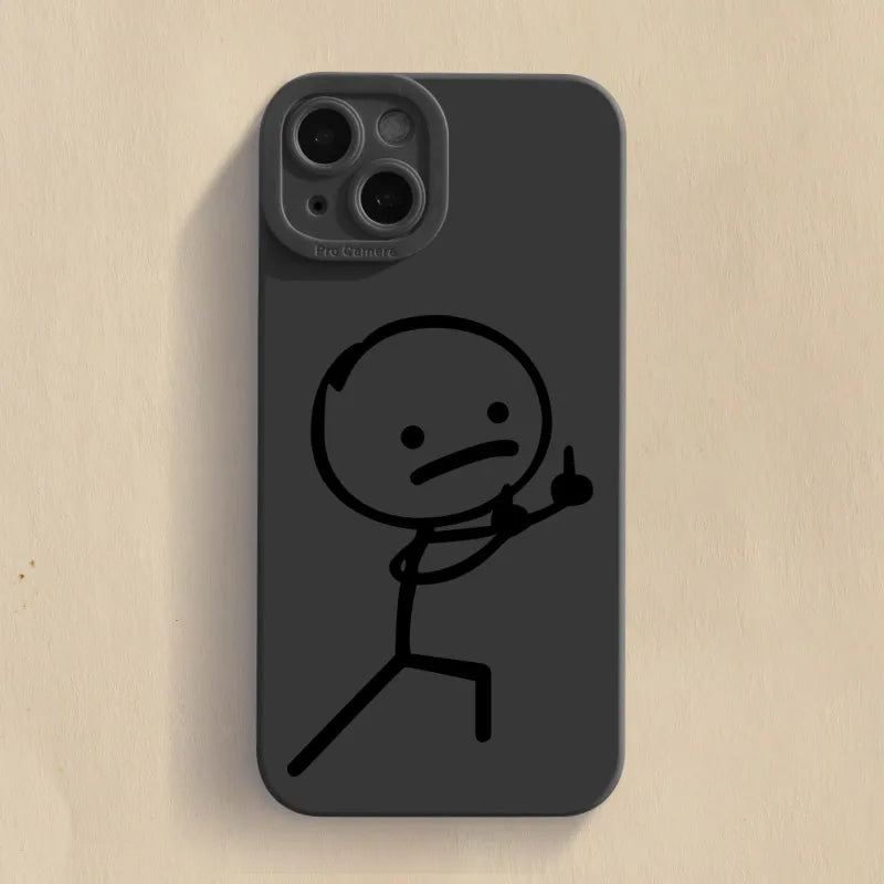Cute Cartoon Matchman Matte Silicone Phone Case For iPhone 16 11 12 13 14 15 17 Pro Max XR XS X 7 8 Plus SE2 16E Soft Back Cover
