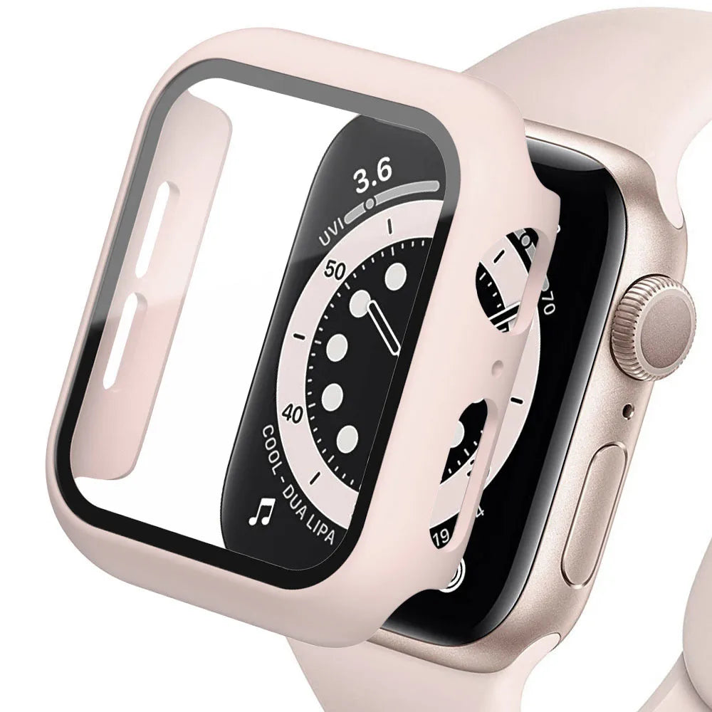 Tempered Glass+cover For Apple Watch Accessories 45mm 41mm 44mm 40mm 42mm Screen Protector Apple watch Case serie 9 4 5 6 SE 7 8