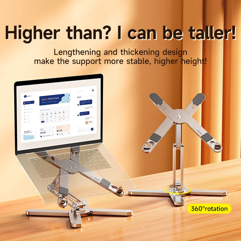 Foldable Laptop Stand 360°Rotation Notebook Table Aluminum Alloy Holder Portable Book Tablet Bracket with Heat Dissipation
